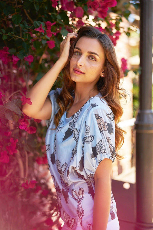 Blue Zebra Lace Top